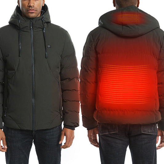 New Men Women Cotton Coat USB Smart Electric Heated Jackets Winter Thicken Down Hooded Outdoor Hiking Ski Clothing 7XL - Nordic Vinterstil