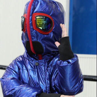 Big kids double zipper Ultraman glasses down jacket - Nordic Vinterstil