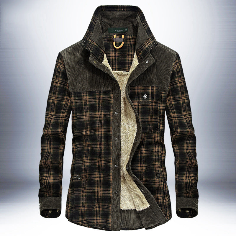 Winter Jacket Men Thicken Warm Fleece Jackets Coats Pure Cotton Plaid Jacket Military Clothes - Nordic Vinterstil