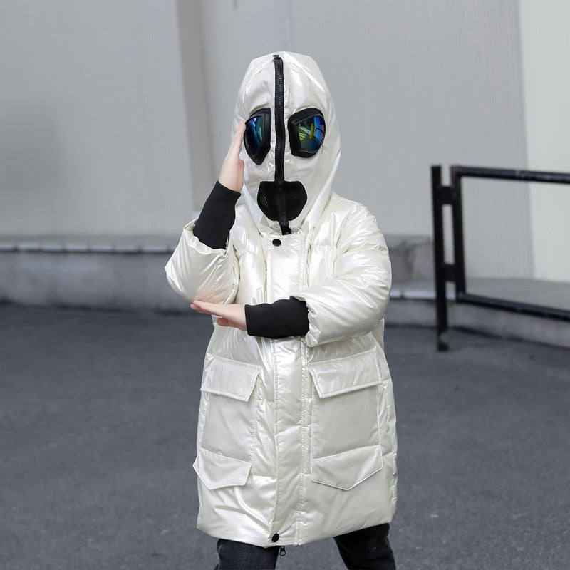 Big kids double zipper Ultraman glasses down jacket - Nordic Vinterstil