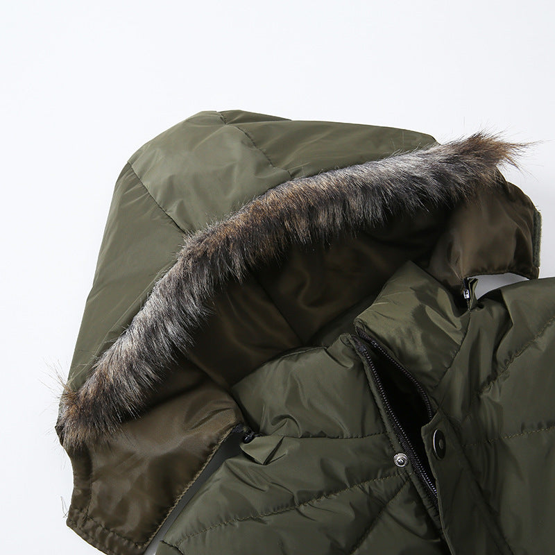 Boys Large Fur Collar Padded Warm Cotton Jacket - Nordic Vinterstil