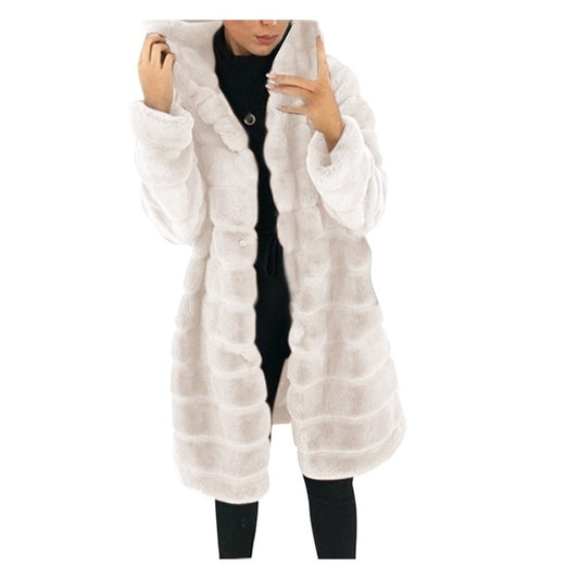 Jacket Winter White Big Solid Jackets For Women Long Coat - Nordic Vinterstil