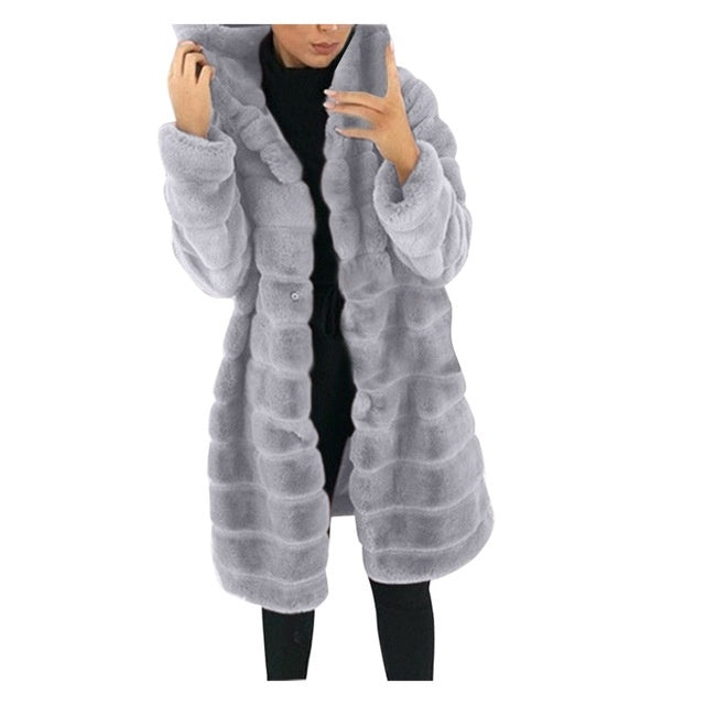 Jacket Winter White Big Solid Jackets For Women Long Coat - Nordic Vinterstil