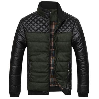 Winter Fashion Men's Jackets and Coats Outerwear 4XL PU Patchwork Stitching Self-cultivation Collar - Nordic Vinterstil