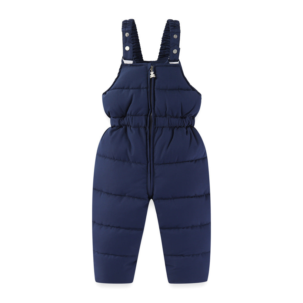 Windproof Waterproof Boys And Girls Big Fur Collar Ski Cotton-padded Overalls Suit - Nordic Vinterstil