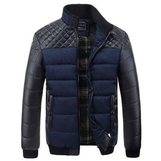 Winter Fashion Men's Jackets and Coats Outerwear 4XL PU Patchwork Stitching Self-cultivation Collar - Nordic Vinterstil