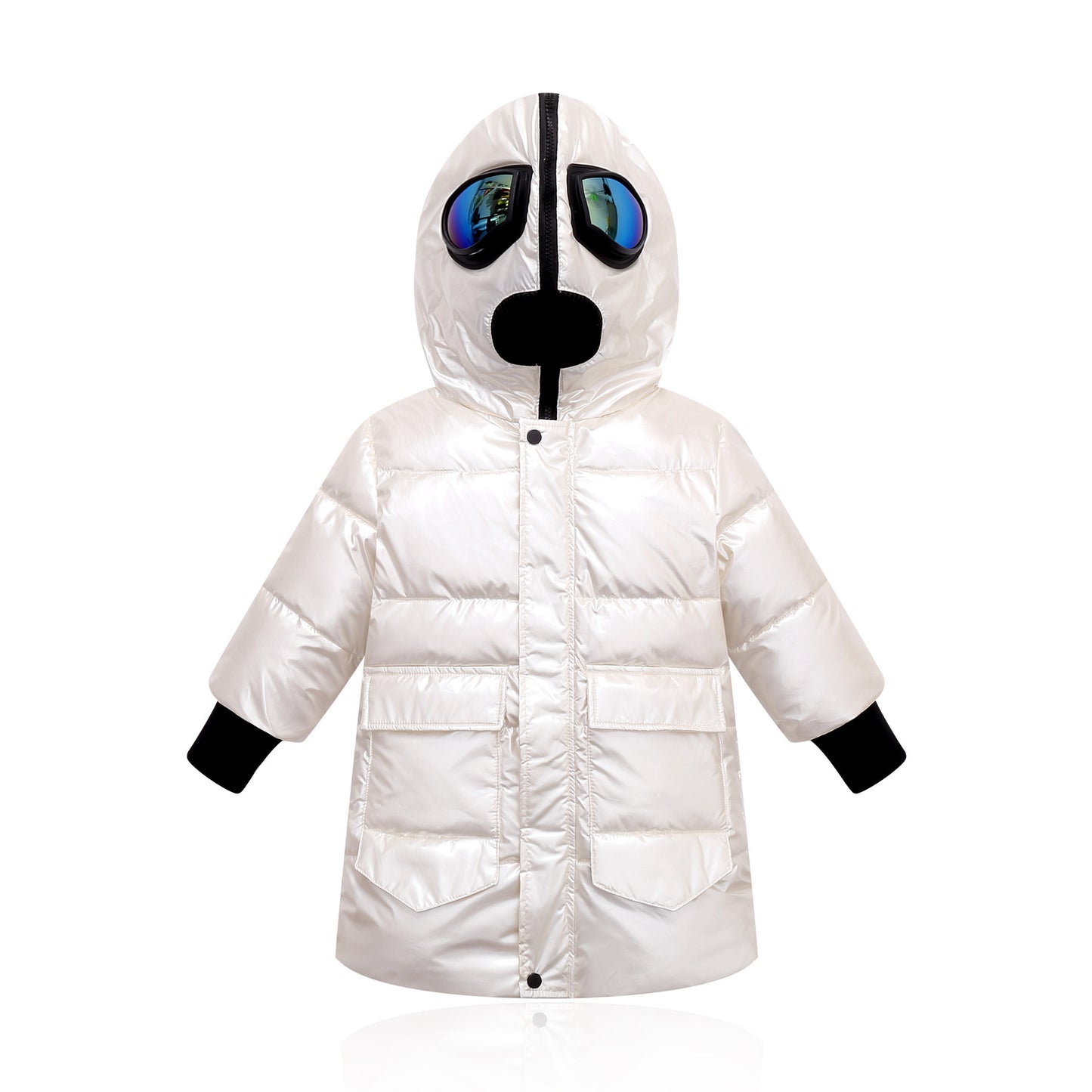 Big kids double zipper Ultraman glasses down jacket - Nordic Vinterstil