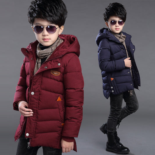 Boy's hooded padded padded jacket - Nordic Vinterstil
