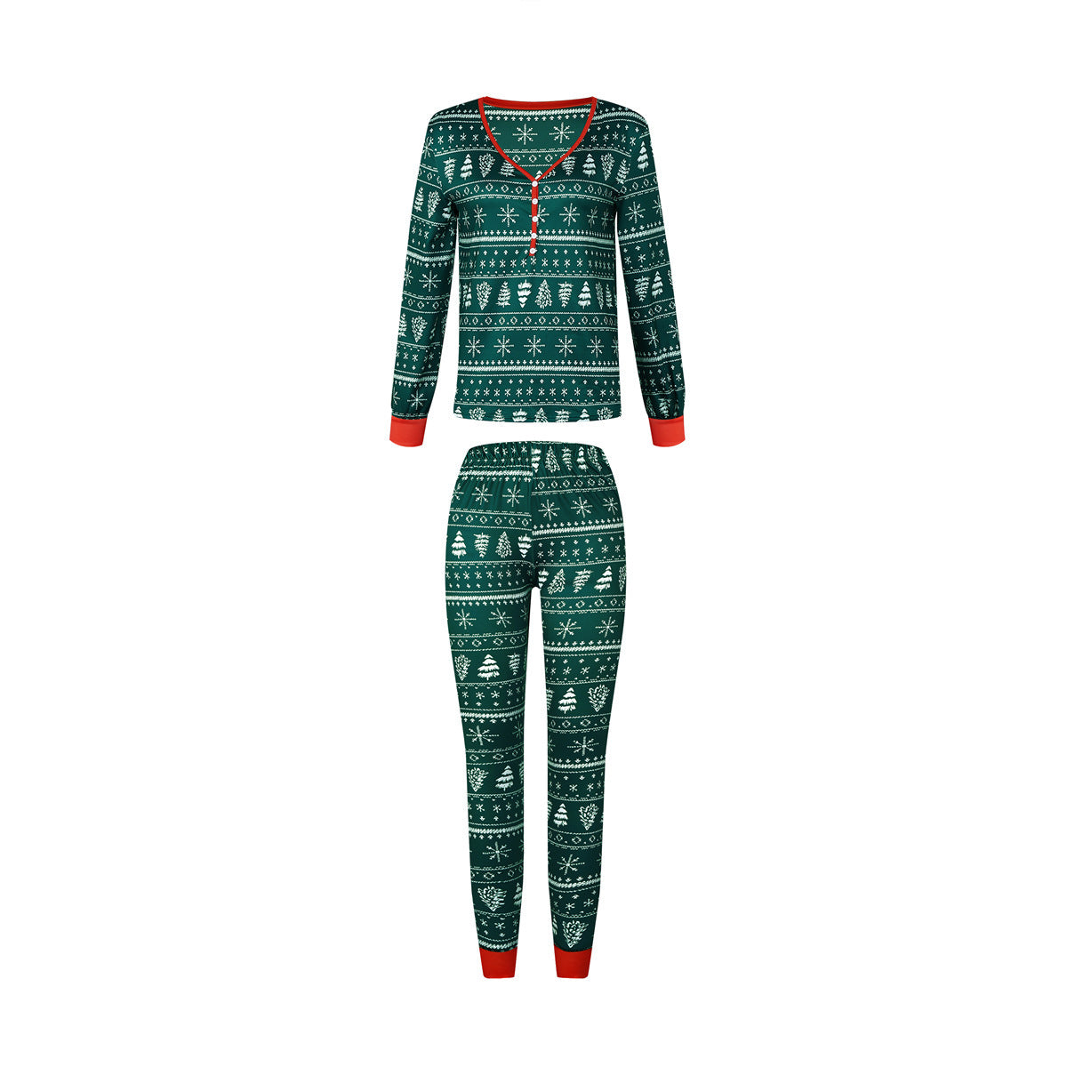 Juleprint Foreldre-barn-Grønn Sett - Nordic Vinterstil