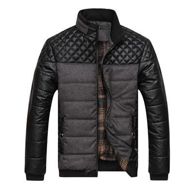Winter Fashion Men's Jackets and Coats Outerwear 4XL PU Patchwork Stitching Self-cultivation Collar - Nordic Vinterstil