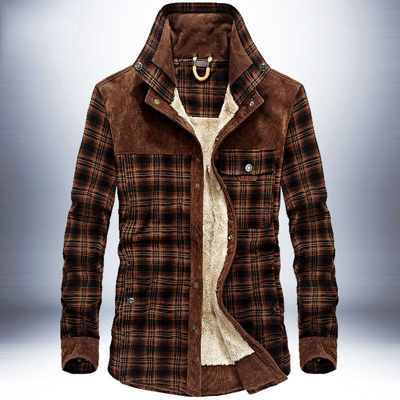 Winter Jacket Men Thicken Warm Fleece Jackets Coats Pure Cotton Plaid Jacket Military Clothes - Nordic Vinterstil