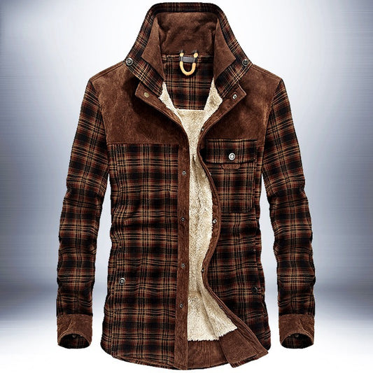 Winter Jacket Men Thicken Warm Fleece Jackets Coats Pure Cotton Plaid Jacket Military Clothes - Nordic Vinterstil