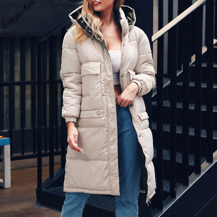winter women hooded long warm coats Turtleneck down jacket - Nordic Vinterstil