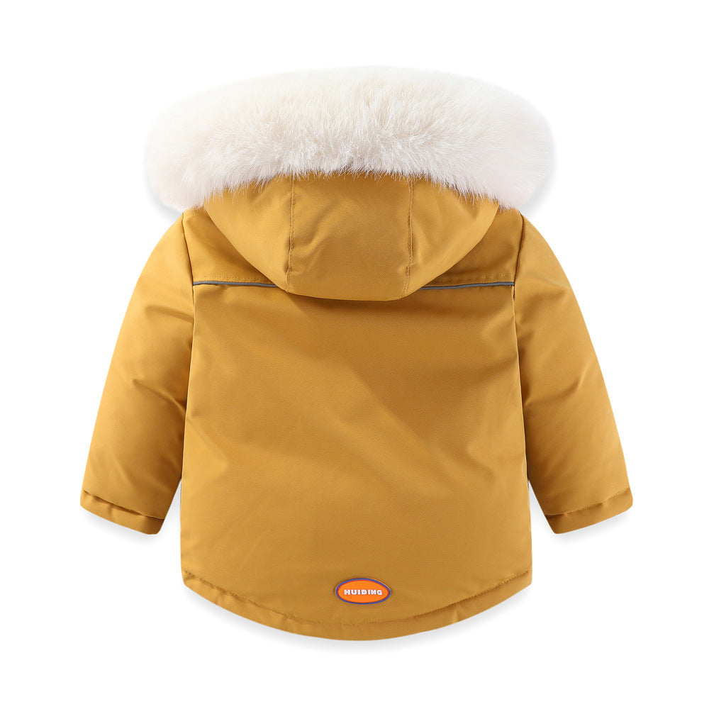 Windproof Waterproof Boys And Girls Big Fur Collar Ski Cotton-padded Overalls Suit - Nordic Vinterstil