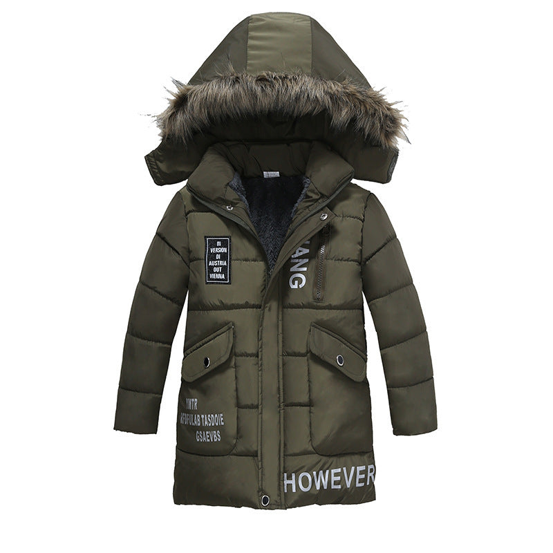 Boys Large Fur Collar Padded Warm Cotton Jacket - Nordic Vinterstil