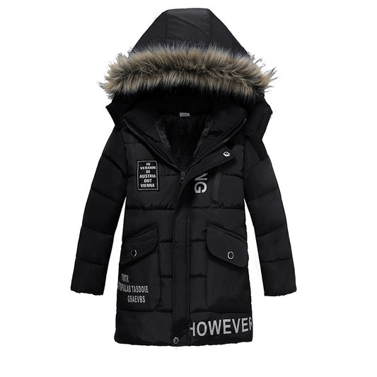 Boys Large Fur Collar Padded Warm Cotton Jacket - Nordic Vinterstil