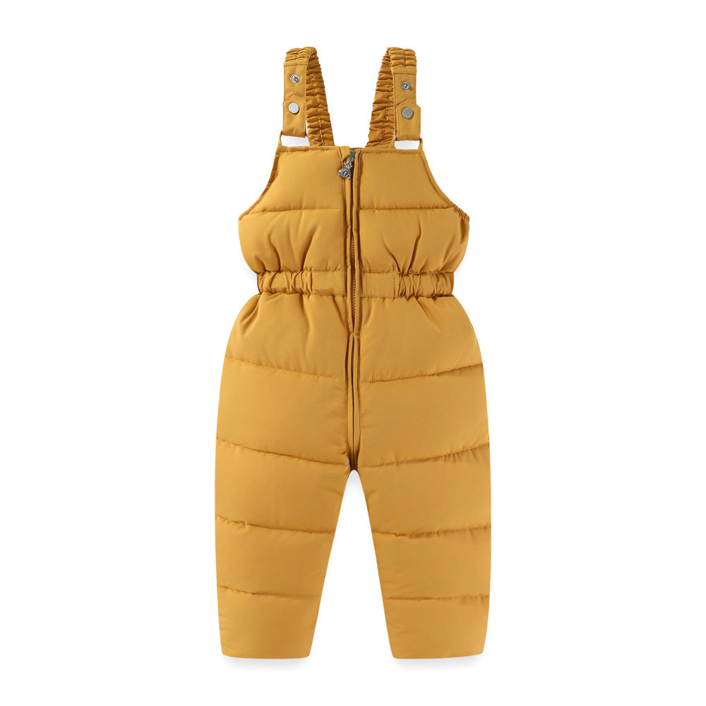 Windproof Waterproof Boys And Girls Big Fur Collar Ski Cotton-padded Overalls Suit - Nordic Vinterstil