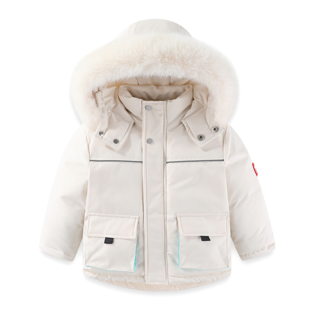 Windproof Waterproof Boys And Girls Big Fur Collar Ski Cotton-padded Overalls Suit - Nordic Vinterstil