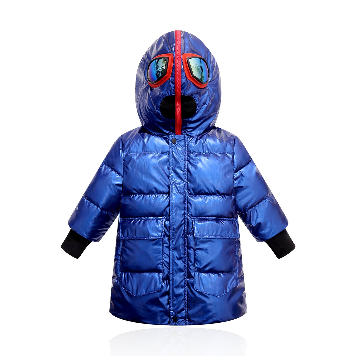 Big kids double zipper Ultraman glasses down jacket - Nordic Vinterstil