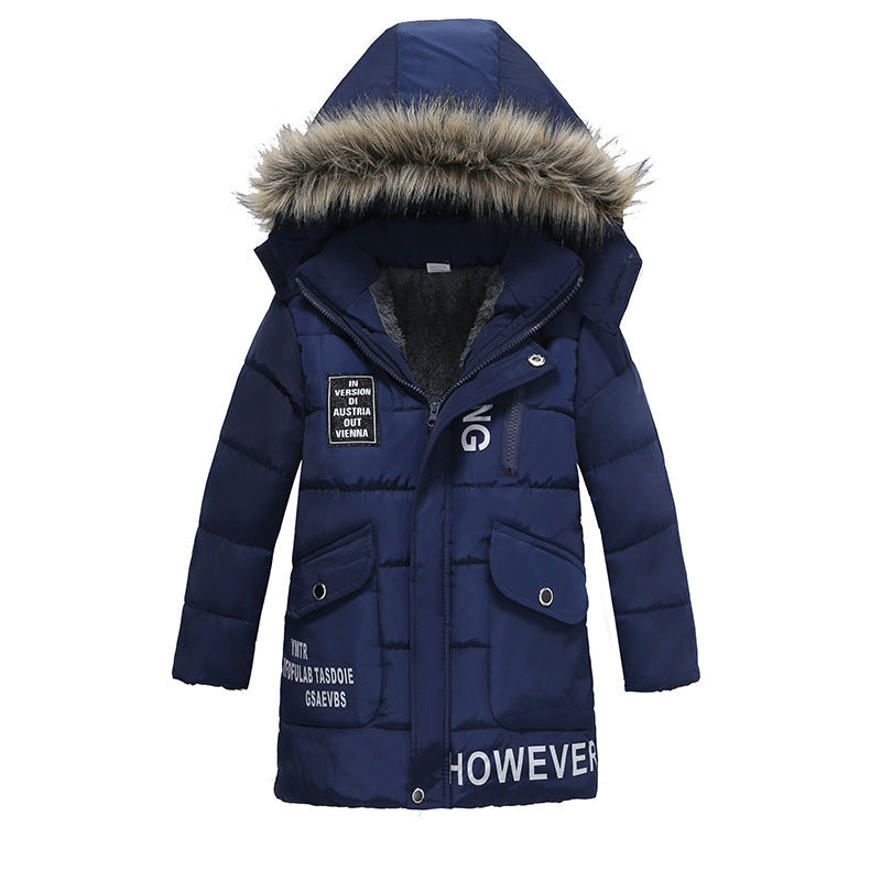 Boys Large Fur Collar Padded Warm Cotton Jacket - Nordic Vinterstil