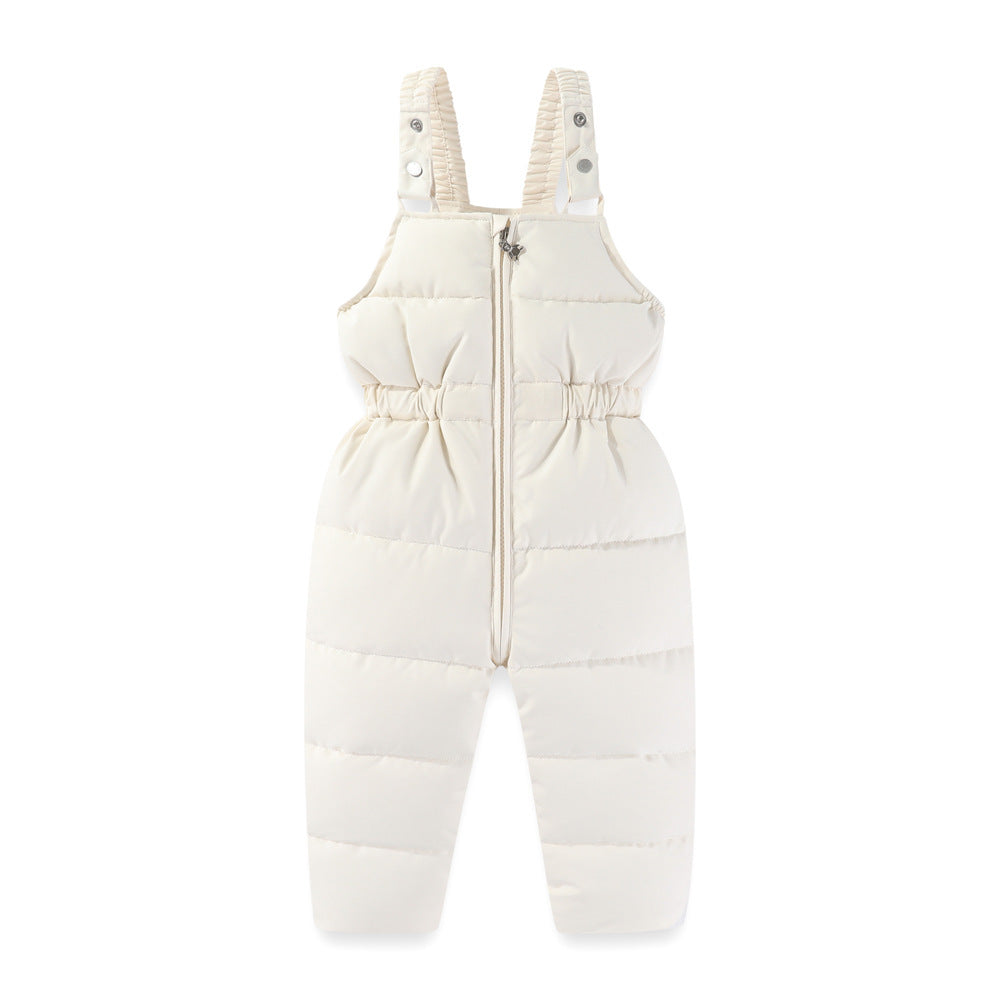 Windproof Waterproof Boys And Girls Big Fur Collar Ski Cotton-padded Overalls Suit - Nordic Vinterstil