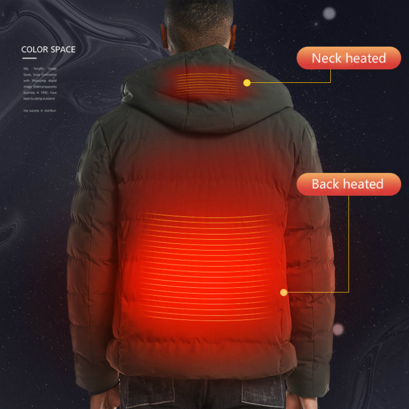 New Men Women Cotton Coat USB Smart Electric Heated Jackets Winter Thicken Down Hooded Outdoor Hiking Ski Clothing 7XL - Nordic Vinterstil