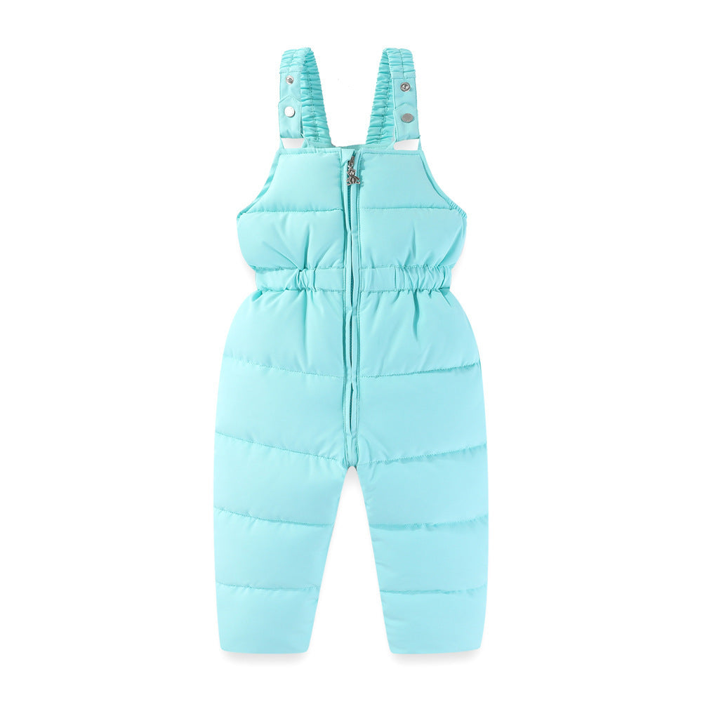 Windproof Waterproof Boys And Girls Big Fur Collar Ski Cotton-padded Overalls Suit - Nordic Vinterstil