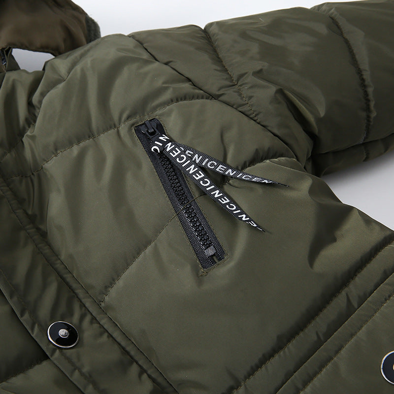 Boys Large Fur Collar Padded Warm Cotton Jacket - Nordic Vinterstil