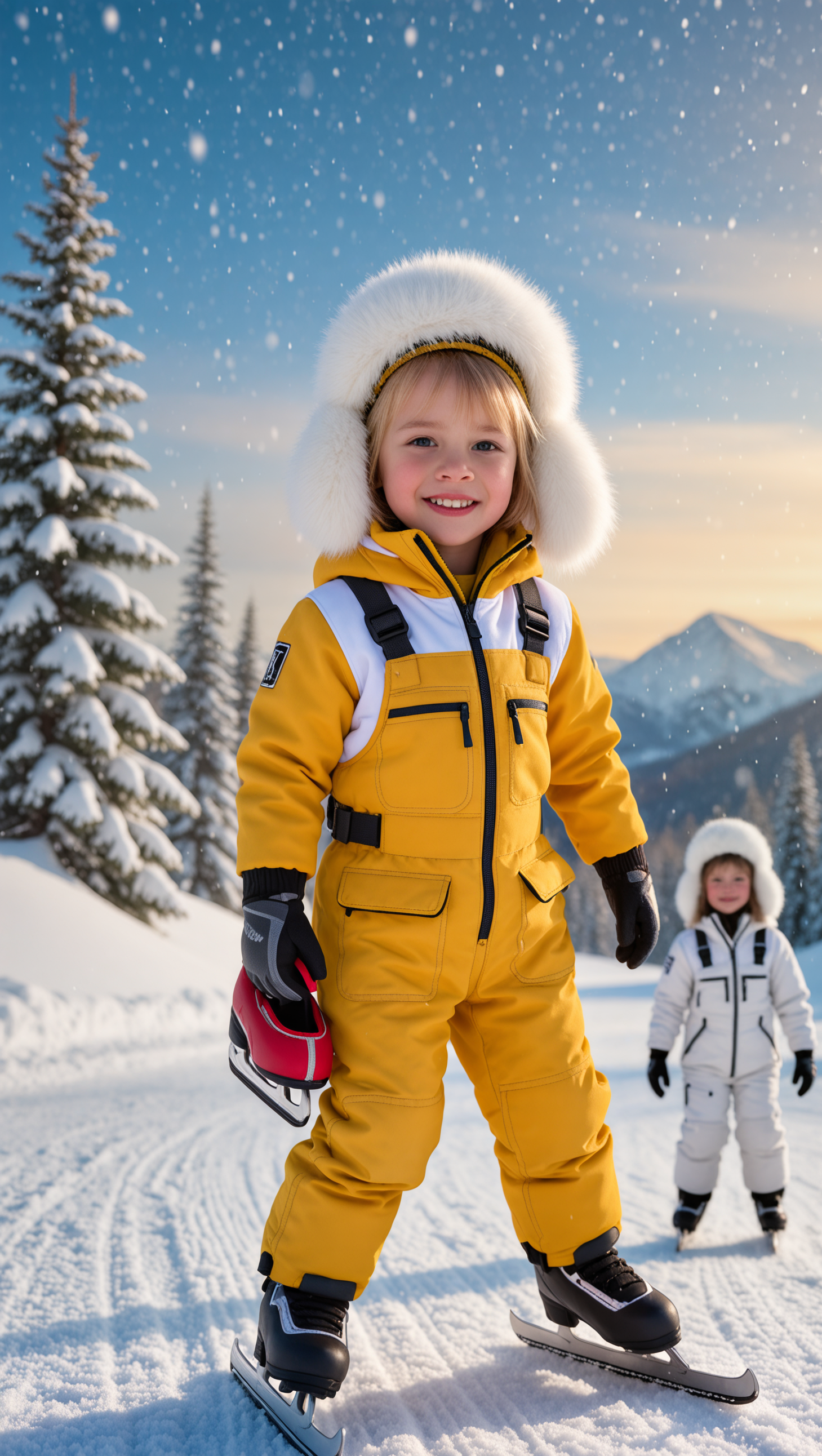 SnowGuard™ Unisex Vinterdress for Barn – Med Stor Pelskrage - Nordic Vinterstil