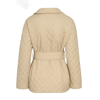 New Warm Short Cotton Padded Parkas Woman Belted Lapel Coats - Nordic Vinterstil