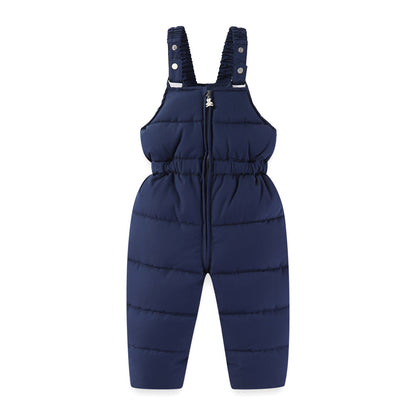 Windproof Waterproof Boys And Girls Big Fur Collar Ski Cotton-padded Overalls Suit - Nordic Vinterstil