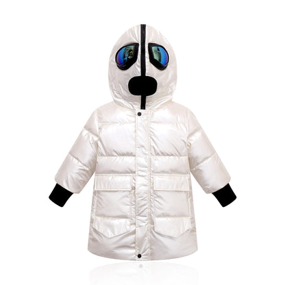 Big kids double zipper Ultraman glasses down jacket - Nordic Vinterstil