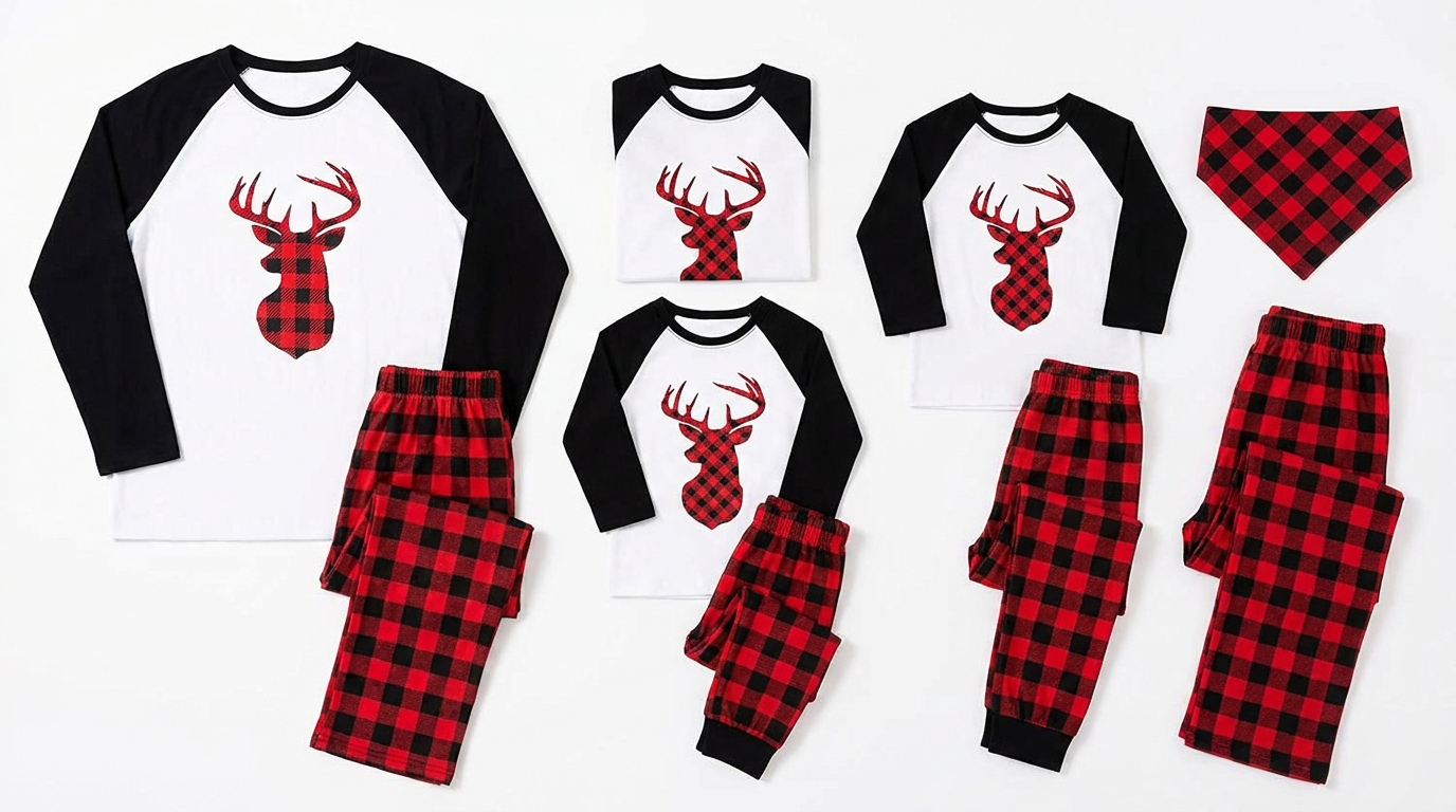 Familiepyjamas i Juleruter – Patchwork Edition - Nordic Vinterstil