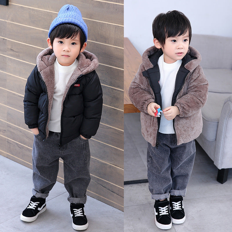 Boy's Cotton-padded Winter Jacket, Children's Cotton-padded Jacket, Double-sided Wear - Nordic Vinterstil