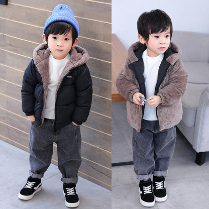 Boy's Cotton-padded Winter Jacket, Children's Cotton-padded Jacket, Double-sided Wear - Nordic Vinterstil