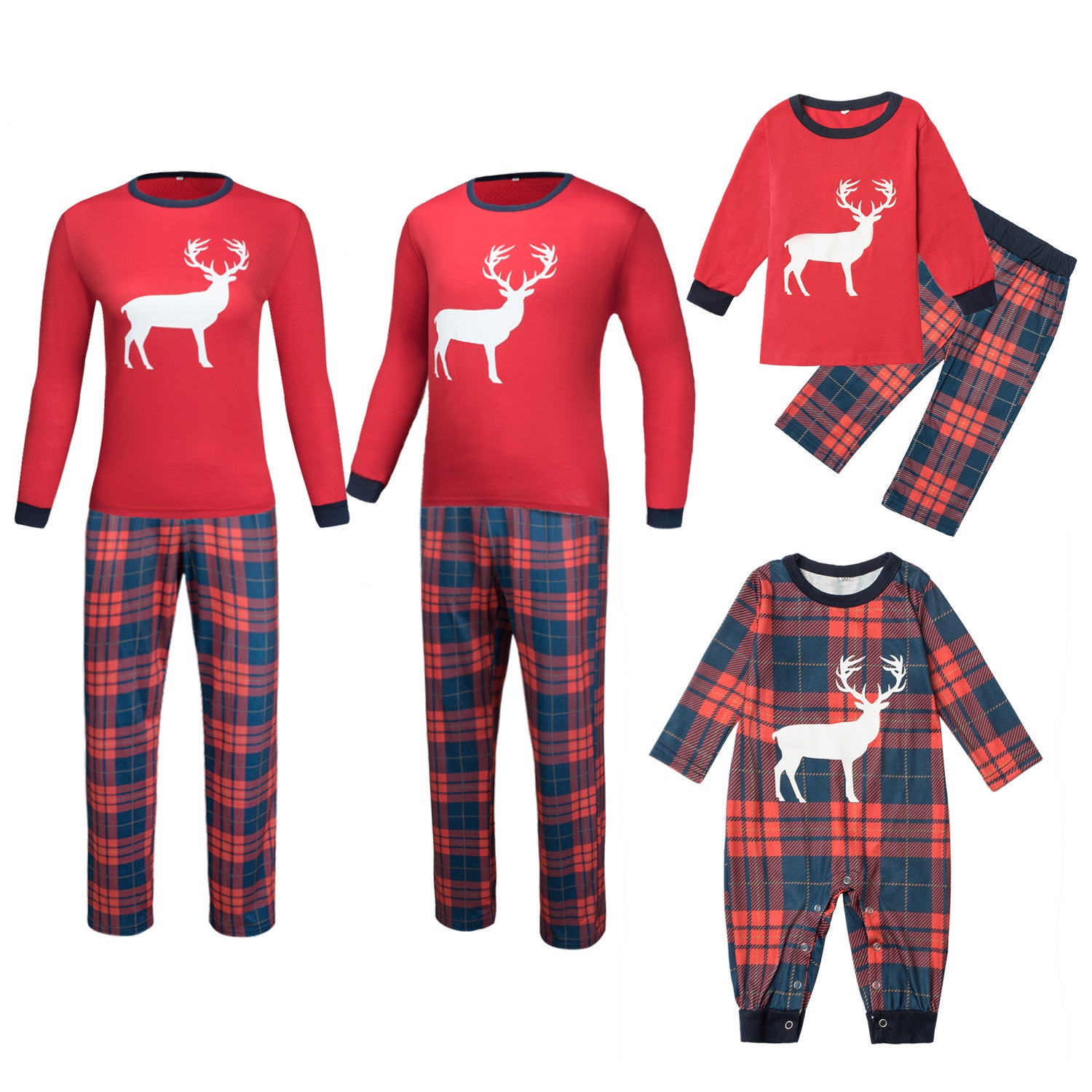 Familie Plaid Elk Suit - Nordic Vinterstil