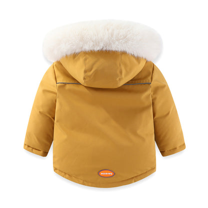 Windproof Waterproof Boys And Girls Big Fur Collar Ski Cotton-padded Overalls Suit - Nordic Vinterstil