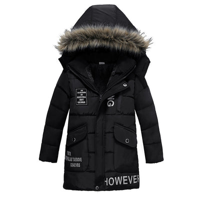 Boys Large Fur Collar Padded Warm Cotton Jacket - Nordic Vinterstil