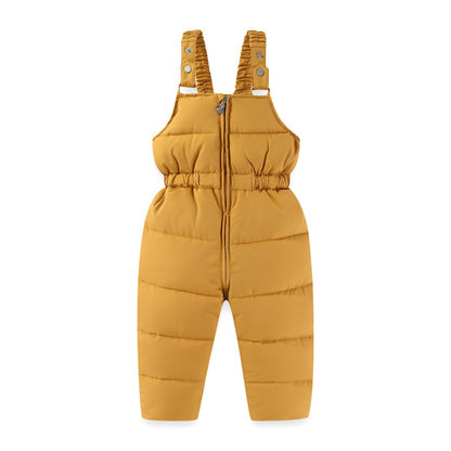 Windproof Waterproof Boys And Girls Big Fur Collar Ski Cotton-padded Overalls Suit - Nordic Vinterstil