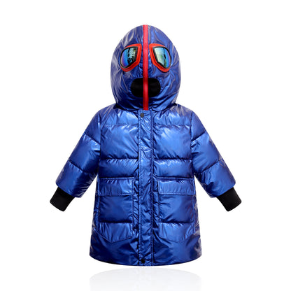 Big kids double zipper Ultraman glasses down jacket - Nordic Vinterstil