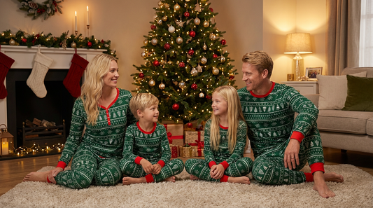 Juleprint Foreldre-barn-Grønn Sett - Nordic Vinterstil