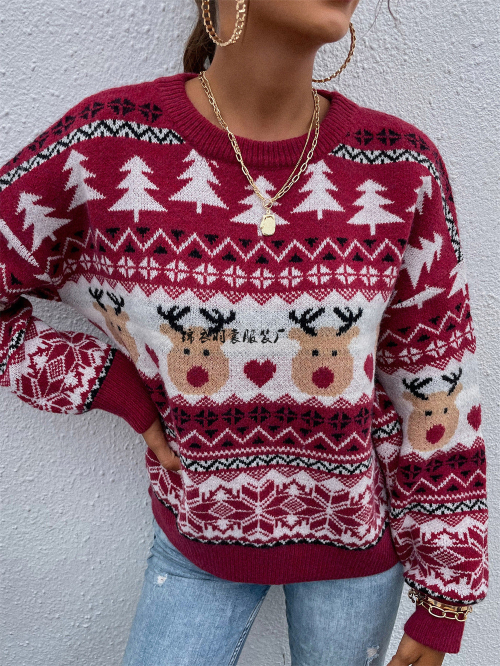 New Winter Clothes Red Christmas Clothes Pullover Holiday Sweater - Nordic Vinterstil
