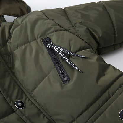 Boys Large Fur Collar Padded Warm Cotton Jacket - Nordic Vinterstil