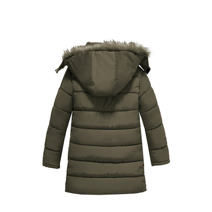 Boys Large Fur Collar Padded Warm Cotton Jacket - Nordic Vinterstil